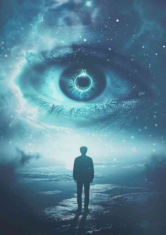 Man standing in the eye of the universe | Poster