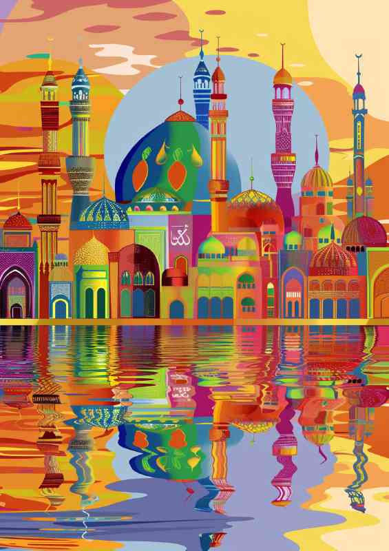 Ripples in the sea arabic a flat design | Di-Bond