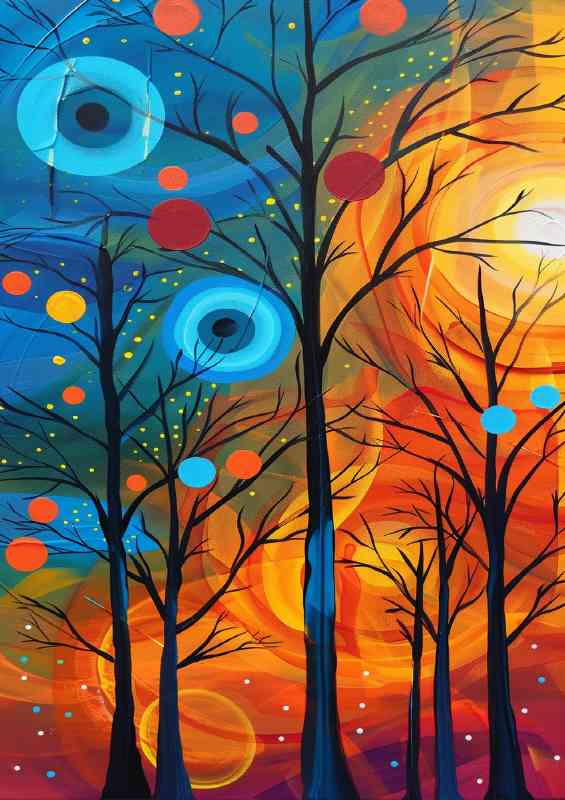 Abstraact dots and circles colourful | Di-Bond