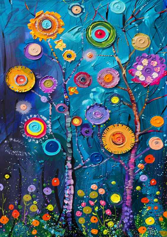 Abstract trees with multi patterns | Metal Poster
