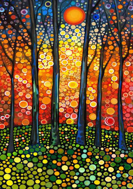 Circle trees in the woodland | Canvas