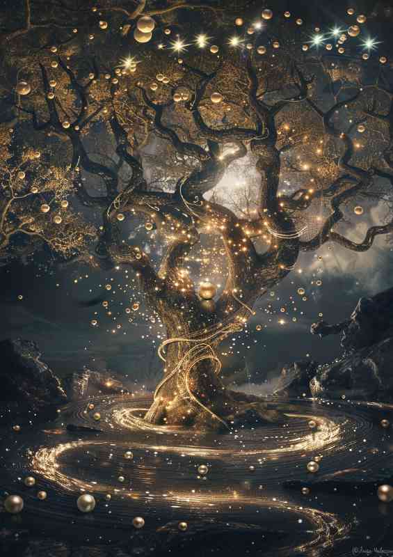 Golden path to the tree of life | Canvas