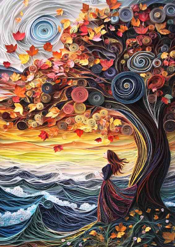 Lady at the see with perfect tree | Poster