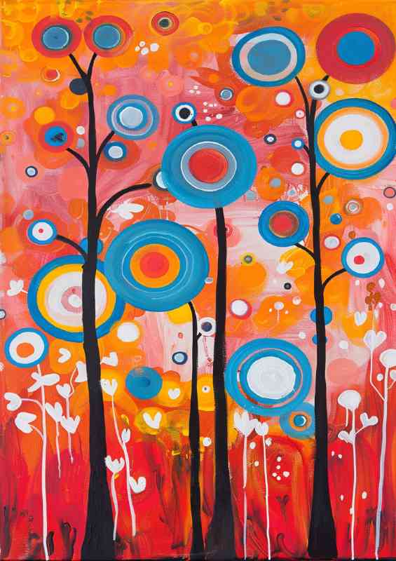 Painted circles of trees | Metal Poster