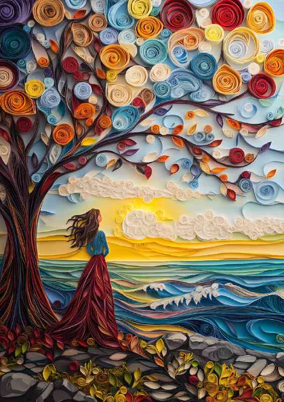 Paper setting sun by the sea | Di-Bond