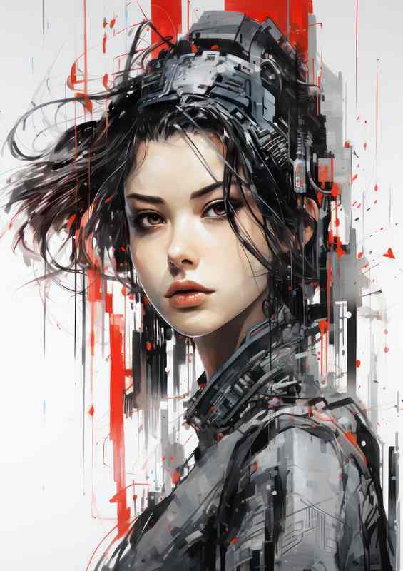 cyberpunk style style art with a touch of red colour | Di-Bond