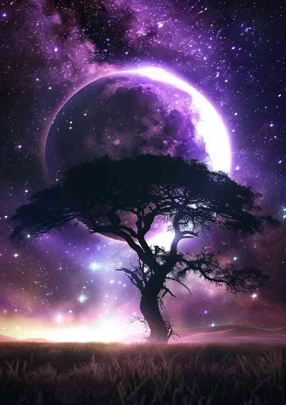Surreal art of an eclipse over africa | Metal Poster