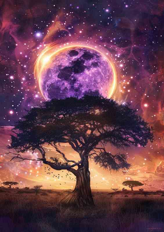 Surreal eclipse over the african planes | Metal Poster