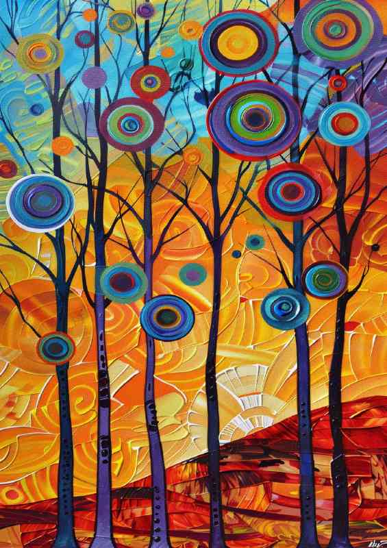Surreal trees full circles | Metal Poster