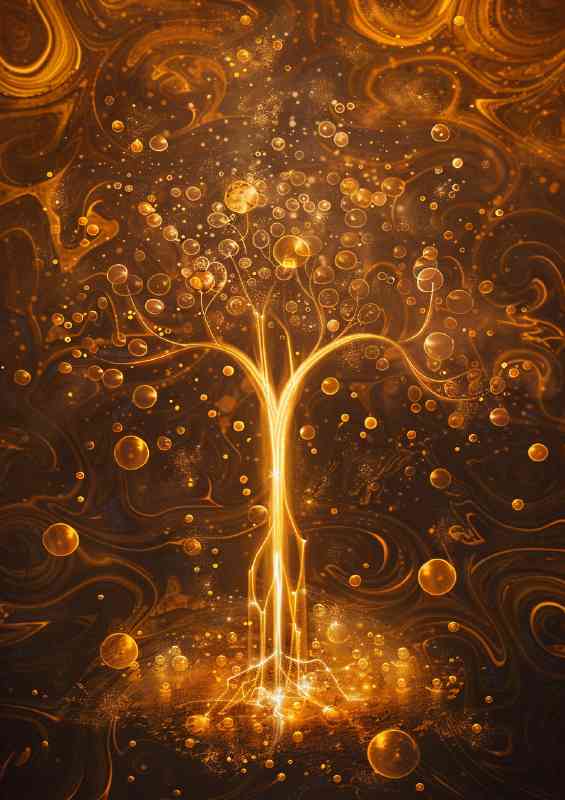 Tree of life with branches and leaves gold | Poster