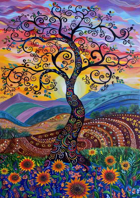 Whimsical tree with swirling branches | Poster