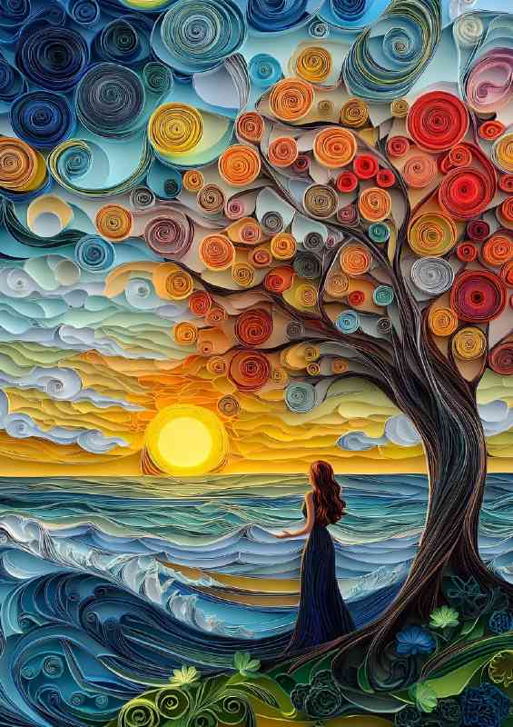 Woman standing under the tree of life | Di-Bond