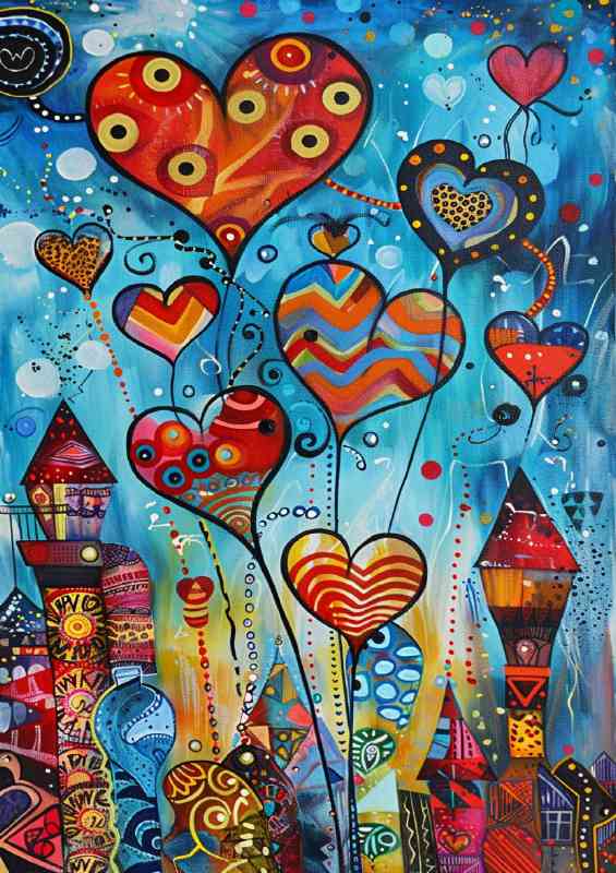 Abstract heart city town | Canvas