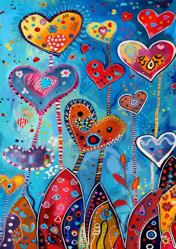 Coulurful abstract heart shapes | Canvas