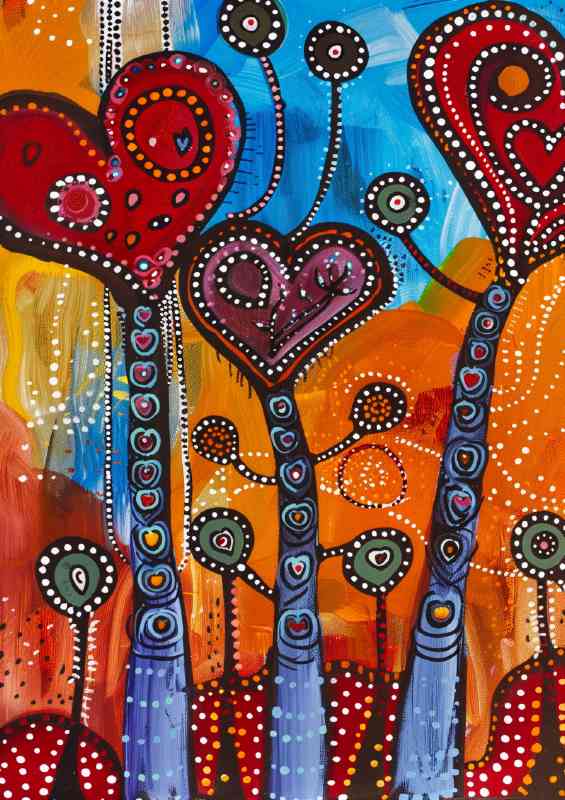 Doodle heart shaped trees | Canvas