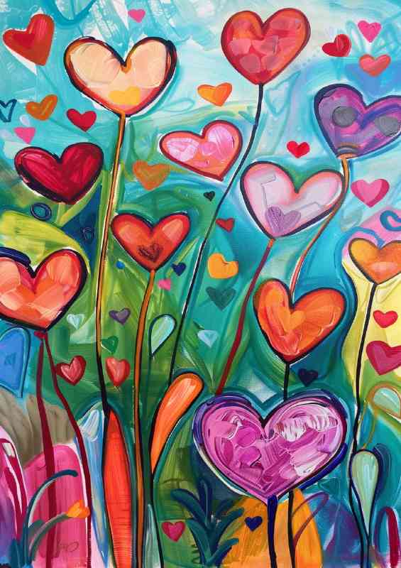 Flowrs grown as love hearts | Metal Poster