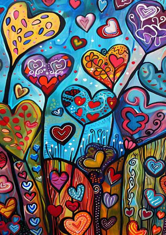Heart colourful flowers | Di-Bond