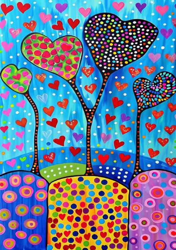 Heart trees squigges of love | Di-Bond