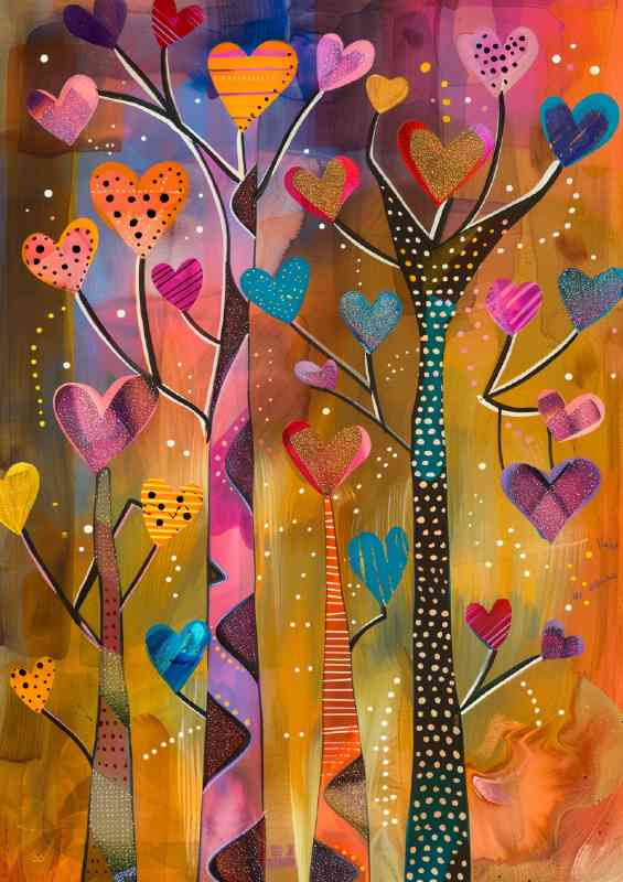 Hearts polka dot trees | Canvas