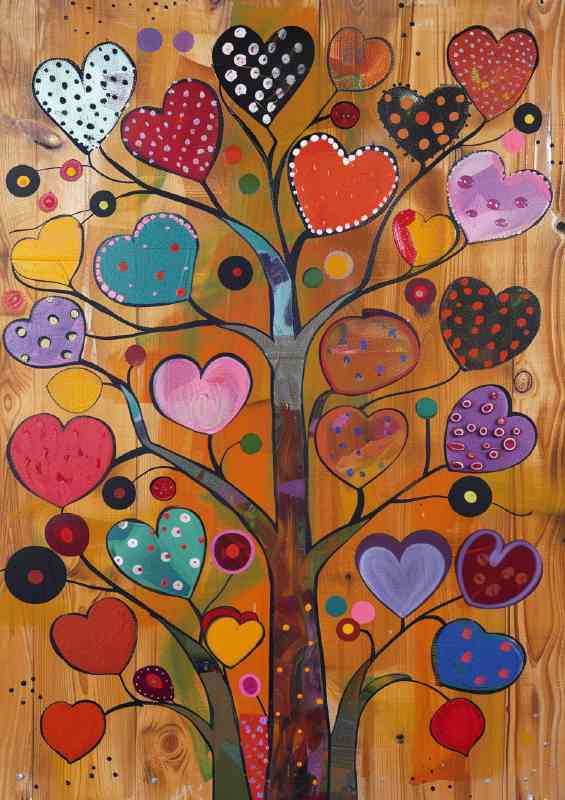 Painted love hearts trees | Metal Poster