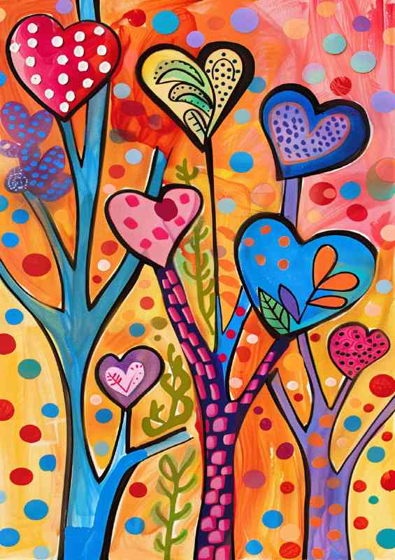 Picacaso style love tree | Metal Poster