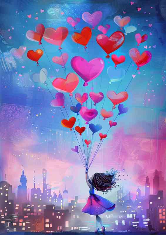 Pink baloons shaped as hearts | Di-Bond