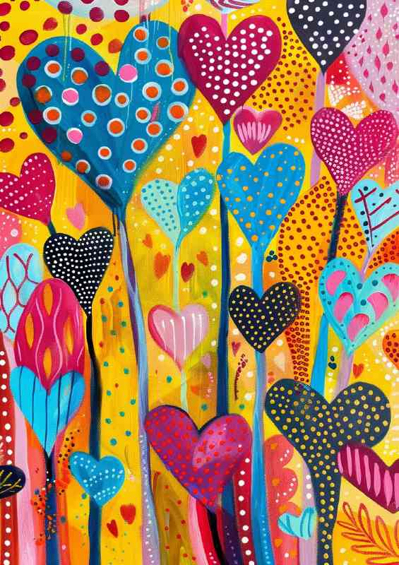 Vibrant colourful heart shapes love | Poster