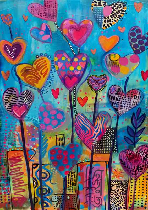 Vibrant colours heart shapes | Metal Poster