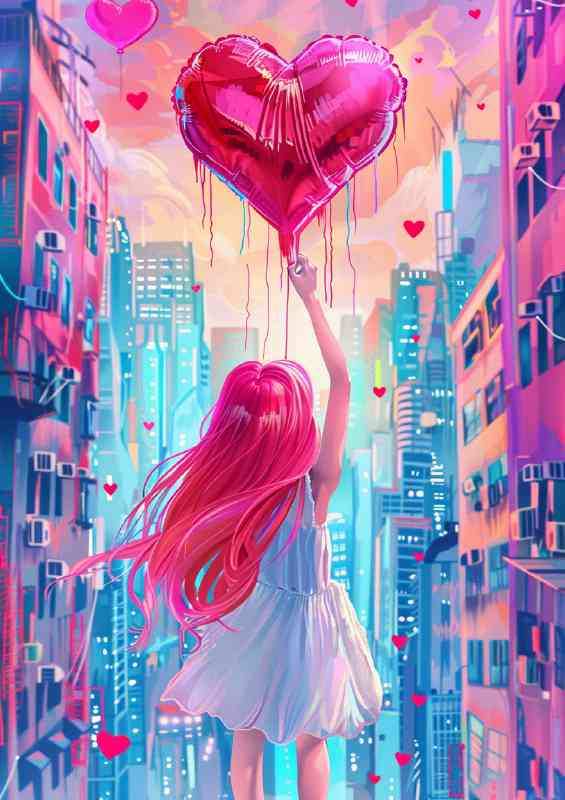 Woman holding love in the city | Canvas