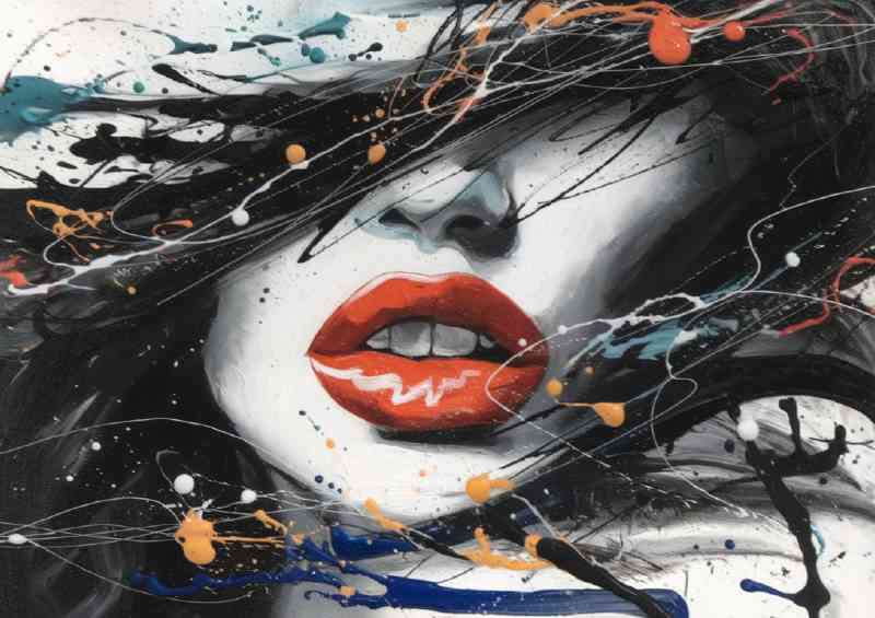 Abstract artwork womans face ink splash | Poster