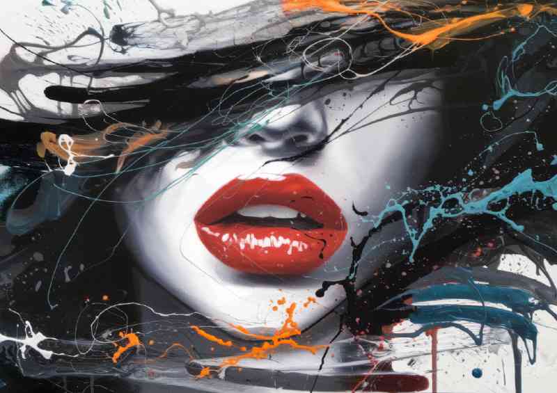 An abstract artwork of a womans face predominant | Canvas