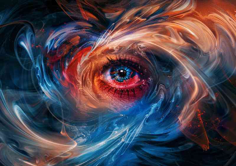 Digital eye surrounded by waves | Metal Poster