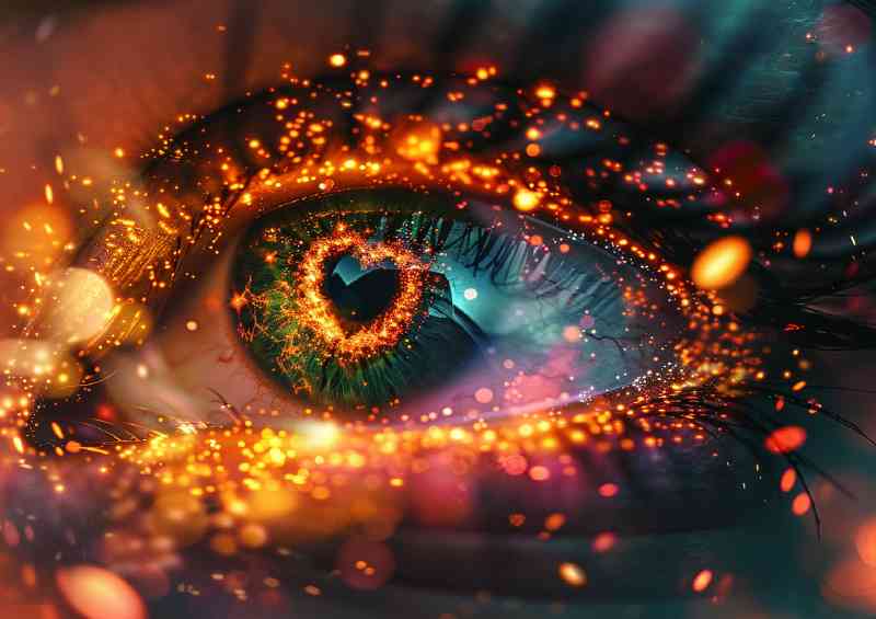 Heart shaped iris golwing bright | Metal Poster