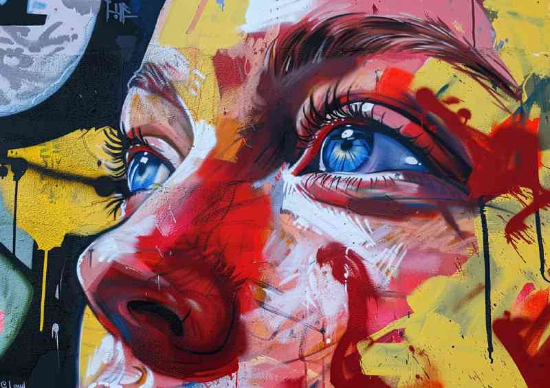 Street style painted face blue eyes | Metal Poster