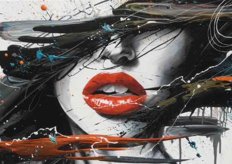 Womans artistic abstract face paint splash | Metal Poster