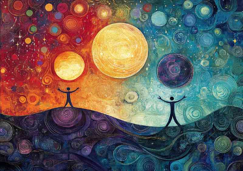 Abstract style of the different moons in the sky | Poster