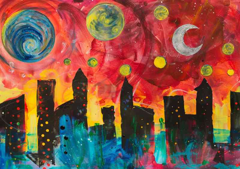 Abstract village with tall buildings surround | Di-Bond