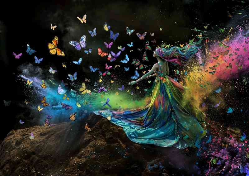 Beautiful Powerful lady with the butterflies dress | Canvas