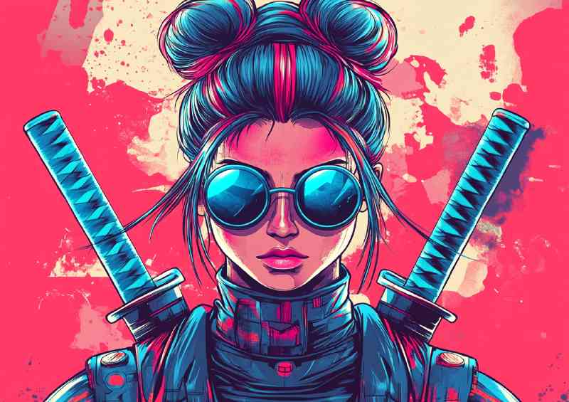 Beautiful cyberpunk samurai woman | Poster