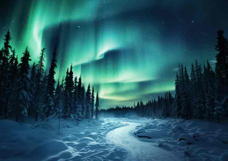 A Night Under the Trees Snow and Aurora Tales | Canvas