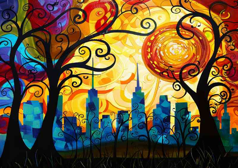 City skyline in a abstract style | Metal Poster