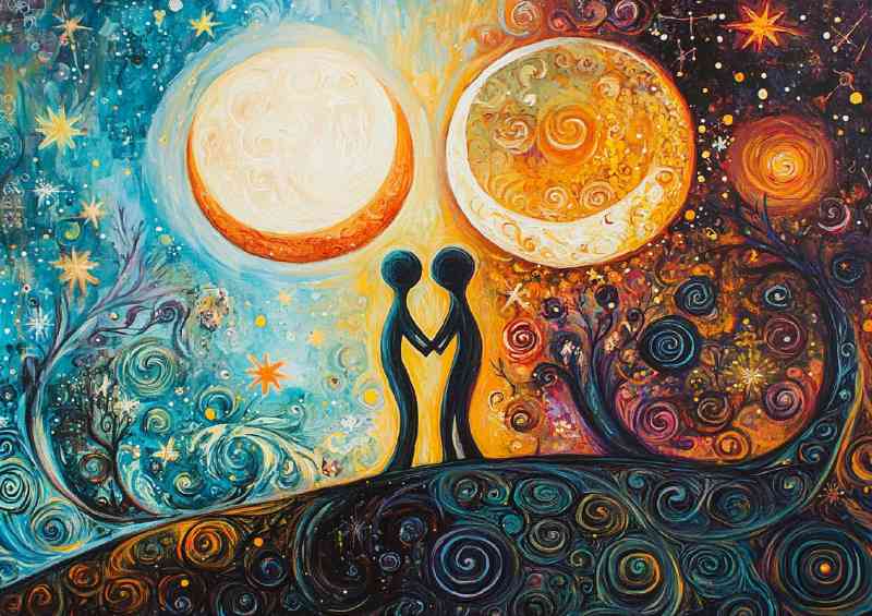 The balance of two moons one bright and the other dark | Poster