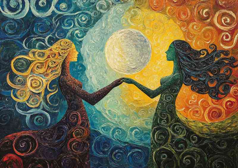Two abstract style ladys in the sun | Canvas