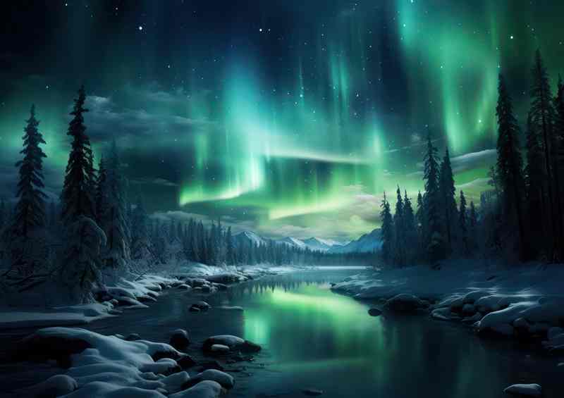 Experiencing the Magic of Snowy Aurora Nights | Poster