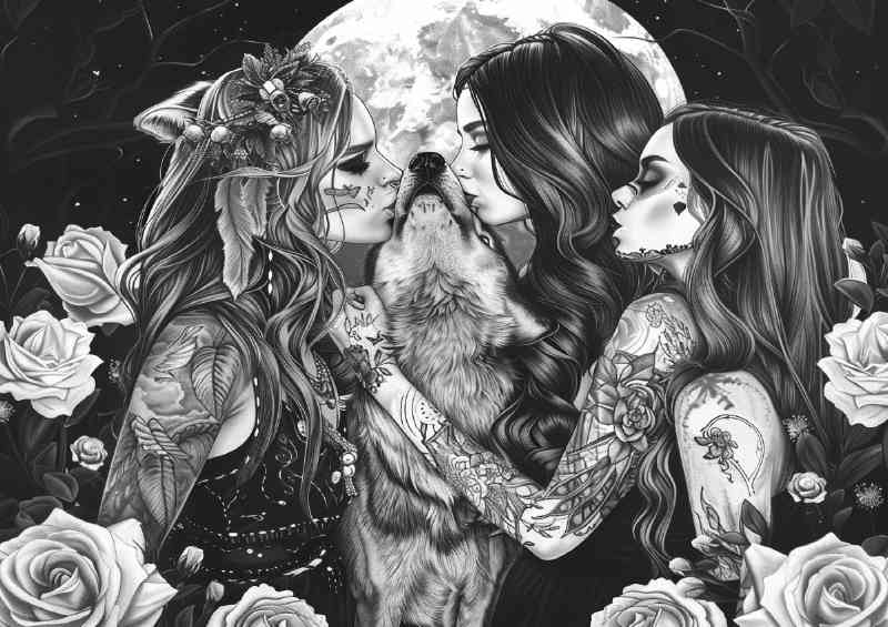 Wolf and the lady family inked | Canvas