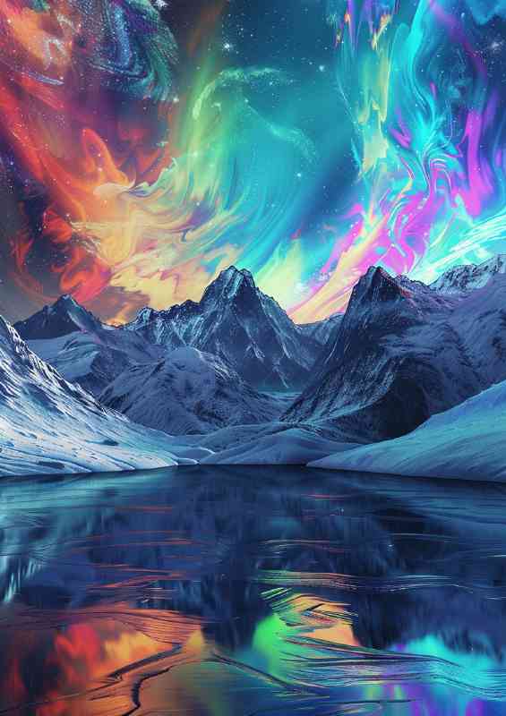 Ethereal Northern Lights over the mountains | Di-Bond