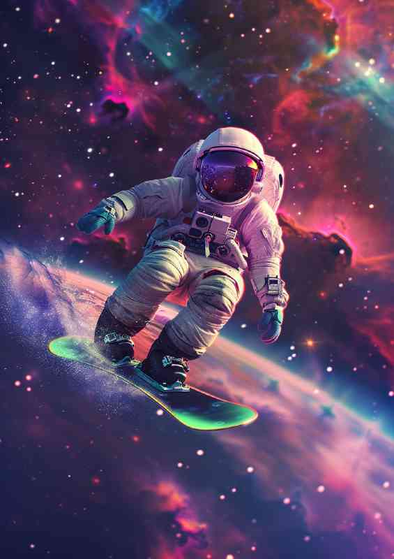 Snowboarding through the galaxys | Poster