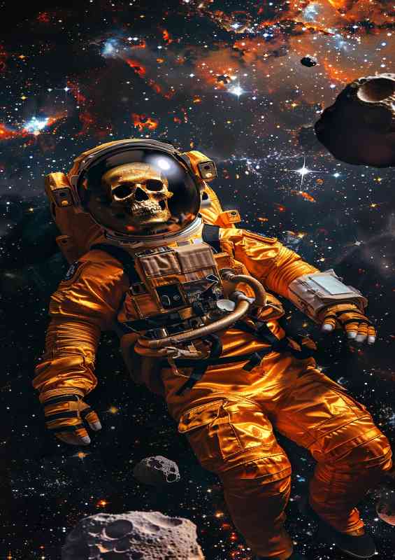 Space skeleton in orange suit | Poster