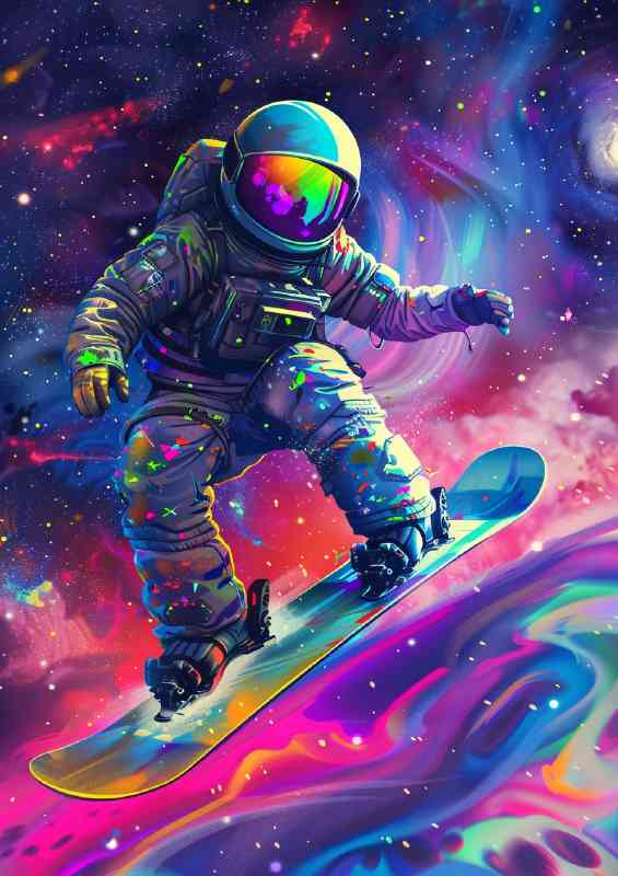 Spcaeman suited up with skateboard | Metal Poster