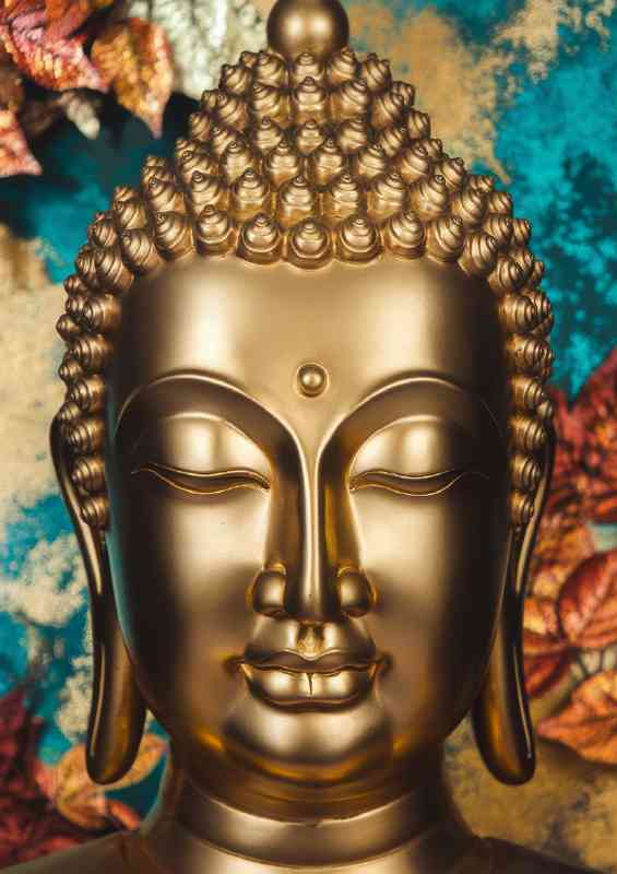 Golden buddha head with a serene look | Di-Bond